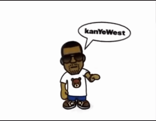 A Cartoon Of Kanye West With A Speech Bubble Saying Kanyewest GIF