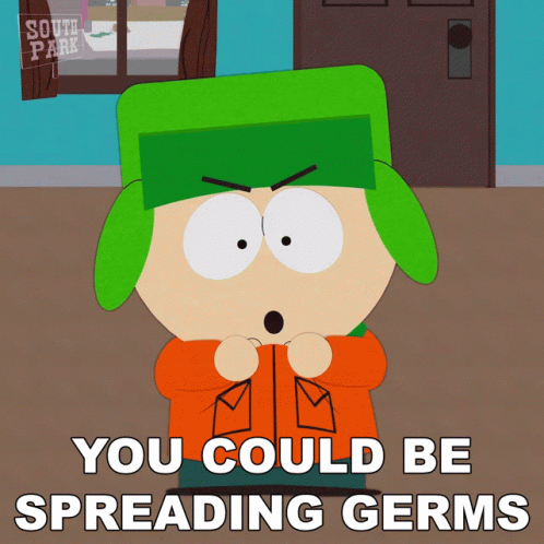 A Cartoon Of Kyle From South Park Says " You Could Be Spreading Germs " GIF