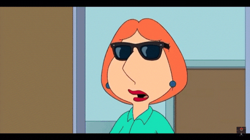 A Cartoon Of Lois Griffin Wearing Sunglasses And Earrings GIF