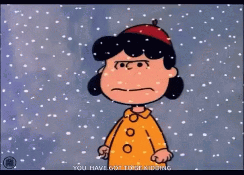 A Cartoon Of Lucy Brown Standing In The Snow GIF