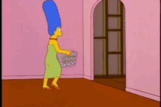 Marge Simpson Carrying Purple Laundry Basket GIF