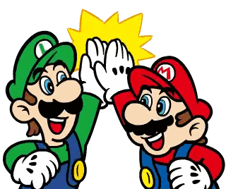 a cartoon of mario and luigi giving each other high fives
