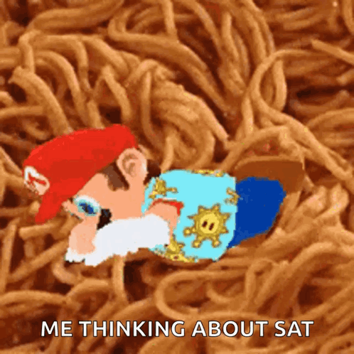 A Cartoon Of Mario Laying In A Pile Of Spaghetti GIF