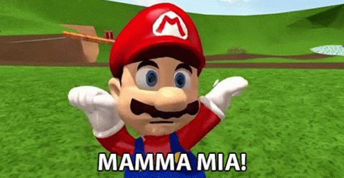 A Cartoon Of Mario Saying Mamma Mia In A Video Game GIF