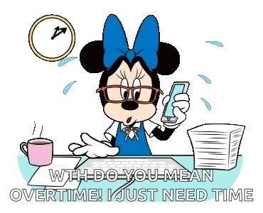 A Cartoon Of Minnie Mouse Holding A Pencil While Talking On A Cell Phone GIF