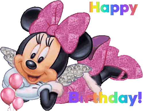 a cartoon of minnie mouse with the words happy birthday