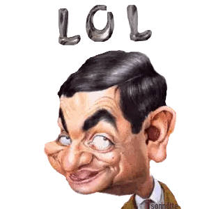 a cartoon of mr bean with the words lol above him