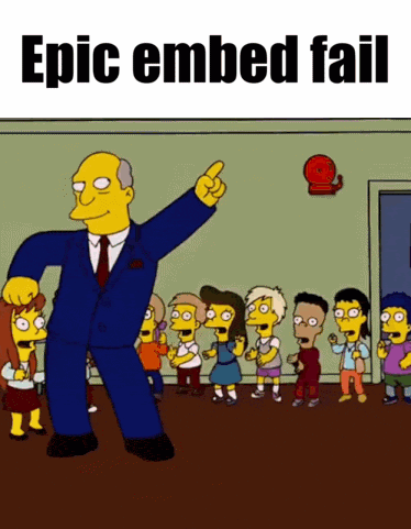 A Cartoon Of Mr. Simpson Pointing At A Group Of Children With The Words Epic Embed Fail GIF