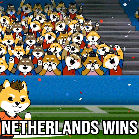 a cartoon of netherlands soccer players celebrating a win