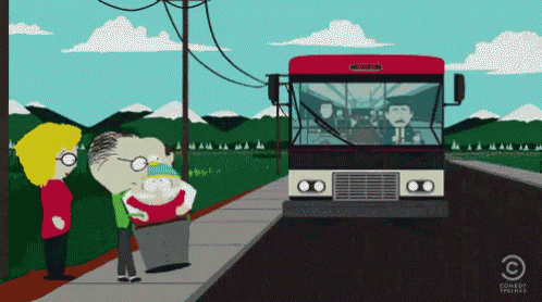 A Cartoon Of People Waiting For A Bus With Comedy Central On The Bottom Right GIF