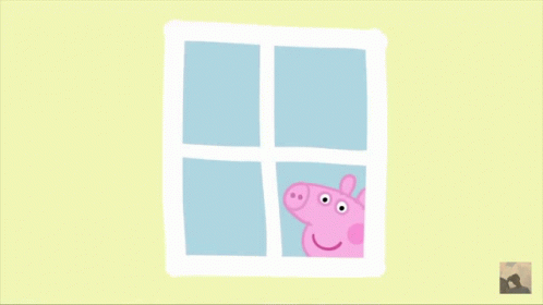 A Cartoon Of Peppa Pig Waiting At That Window For 3 Days GIF