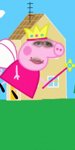 A Cartoon Of Peppa Pig With A Crown And A Wand GIF