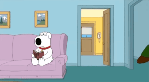 A Cartoon Of Peter Griffin And Brian Sitting On A Couch GIF