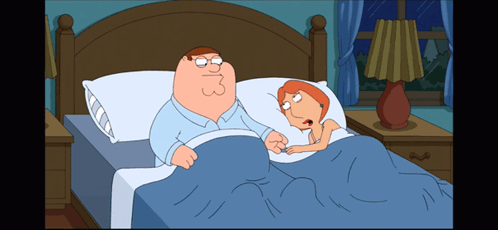 A Cartoon Of Peter Griffin And Lois Griffin Laying In A Bed GIF