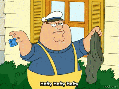 A Cartoon Of Peter Griffin Holding A Condom And A Pair Of Socks Says Hefty Hefty Hefty GIF