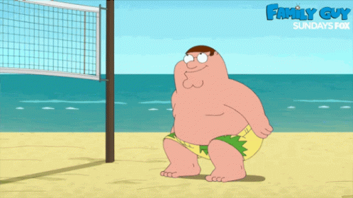 A Cartoon Of Peter Griffin On The Beach With The Words Family Guy Sundays On The Bottom GIF