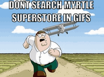 A Cartoon Of Peter Griffin Running Down A Road With A Plane Flying In The Background GIF