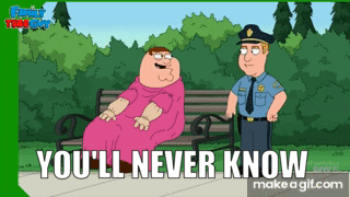 A Cartoon Of Peter Griffin Sitting On A Bench With A Police Officer GIF