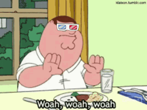A Cartoon Of Peter Griffin Wearing 3D Glasses GIF