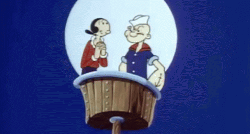 A Cartoon Of Popeye Hugging Another Cartoon Character In A Heart GIF