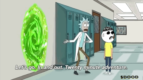 A Cartoon Of Rick And Morty Saying Let 'S Go In And Out GIF