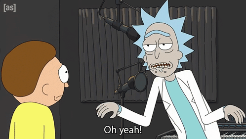 A Cartoon Of Rick And Morty Talking To Each Other With Rick Saying Oh Yeah GIF