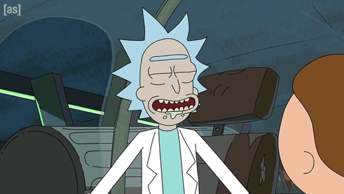 A Cartoon Of Rick From Rick And Morty Talking To A Man GIF