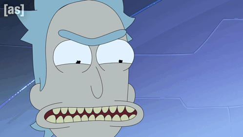 A Cartoon Of Rick From Rick And Morty With The Words [ As ] Above Him GIF
