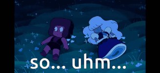 A Cartoon Of Ruby And Sapphire With The Words So Uhm Below Them GIF