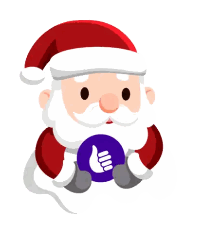 a cartoon of santa claus giving a thumbs up and the words merry christmas