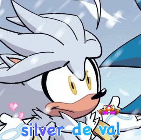 A Cartoon Of Silver The Hedgehog With The Words " Silver De Val " Below Him GIF