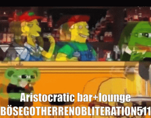 A Cartoon Of Simpsons Characters Sitting At A Bar With Aristocratic Bar + Lounge Bosegotherrenobliteration511 GIF