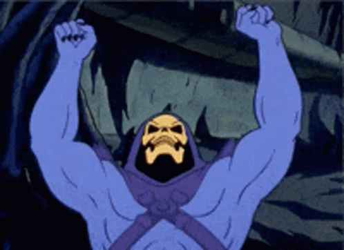 a cartoon of skeletor flexing his muscles