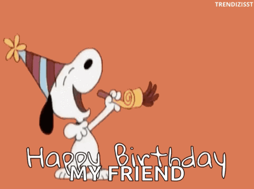 Snoopy Blowing Party Horn Happy Birthday GIF