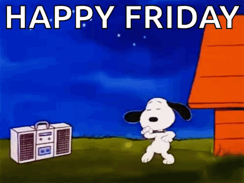 A Cartoon Of Snoopy Dancing In Front Of A Radio . GIF