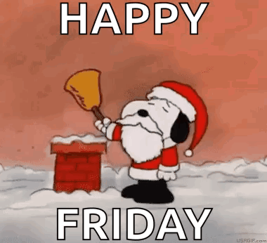 A Cartoon Of Snoopy Dressed As Santa Claus Cleaning A Chimney With A Shovel . GIF