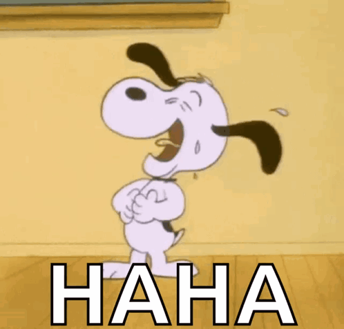 A Cartoon Of Snoopy Laughing With The Word Haha Behind Him GIF