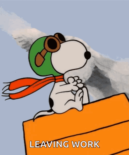 Snoopy Wearing Helmet And Goggles Leaving Work GIF