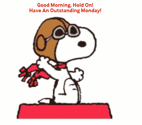 A Cartoon Of Snoopy Wearing A Hat And Scarf With The Words Good Morning Hold On Have An Outstanding Monday GIF