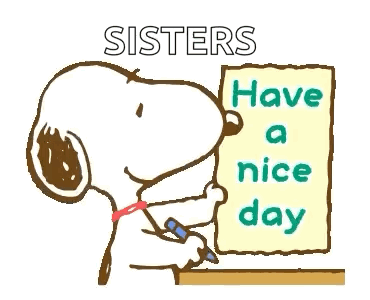 A Cartoon Of Snoopy Writing A Note To His Sisters GIF