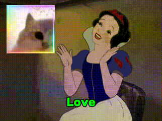A Cartoon Of Snow White With The Word Love On The Bottom Right GIF