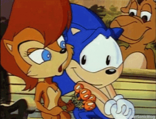 Sonic And Sally Kissing Cartoon GIF