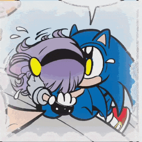 Sonic The Hedgehog Hugging Girl With Purple Hair GIF
