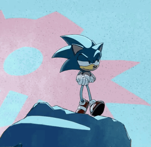 Sonic The Hedgehog Standing On Rock Giving Thumbs Up GIF