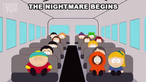 A Cartoon Of South Park Characters On A Bus GIF