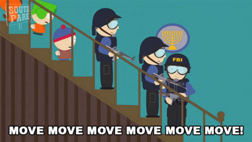 A Cartoon Of South Park Characters Standing On Stairs GIF