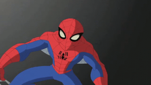 A Cartoon Of Spider-Man And Venom Standing Next To Each Other . GIF