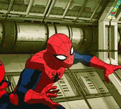 Spider-Man Flying Through Building Cartoon GIF