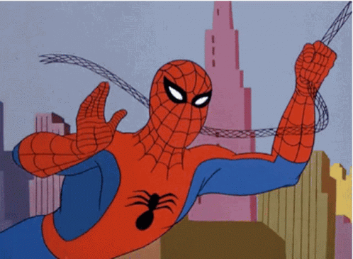 A Cartoon Of Spider-Man Holding A Web GIF