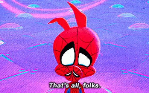 A Cartoon Of Spider-Man Says That 'S All Folks GIF